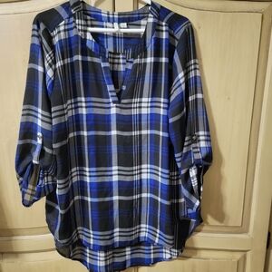 Cato, black & blue blouse, size XL